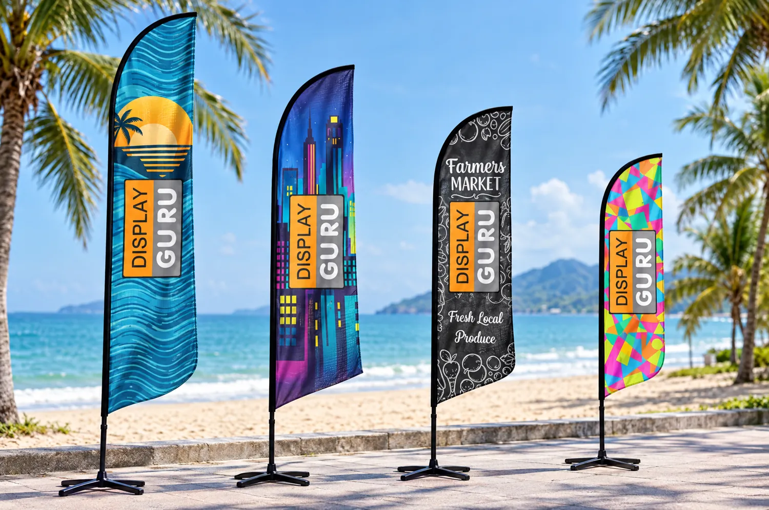 ธงชายหาด Beach Flag ตั้งริมชายหาด Display Guru