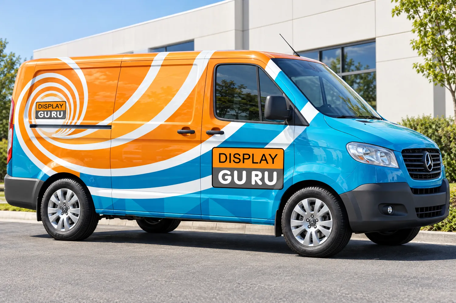 สติ๊กเกอร์แร็ปรถตู้ Sticker Wrap Display Guru